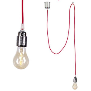 LAMPA wisząca SINGLE 10364111 Kaspa dekoracyjna OPRAWA metalowa retro żarówka BULB kabel przewód czerwony