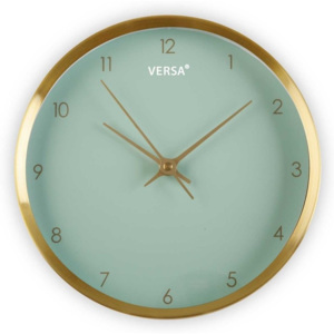 Zielony zegar w ramie w kolorze złota Versa Runna, ⌀ 25,8 cm