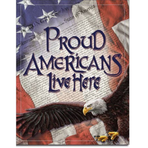 Metalowa tabliczka Proud Americans, (30 x 42 cm)
