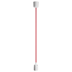Lampa wisząca steeLOFT biała czerwony kabel