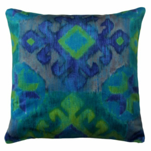 Etno poduszka dekoracyjna 45x45 cm. zielono-niebieska