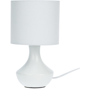 Biała lampka stołowa z ceramiczną podstawą