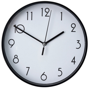 Okrągły zegar ścienny, wskazówkowy, czarny, Ø 20 cm