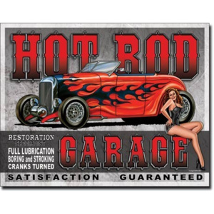 Metalowa tabliczka Legends - hot rod garage, (41 x 32 cm)
