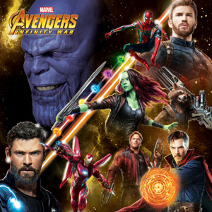 Avengers Wojna bez granic - Space Montage Obraz na płótnie, (40 x 40 cm)