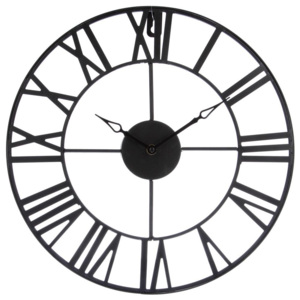 Metalowy zegar ścienny VINTAGE - kolor czarny, Ø 40 cm