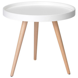 Biały stolik z nogami z drewna bukowego Furnhouse Opus, Ø 50 cm