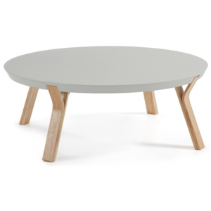 Jasnoszary stolik z nogami z jasnego drewna La Forma Solid, Ø 90 cm
