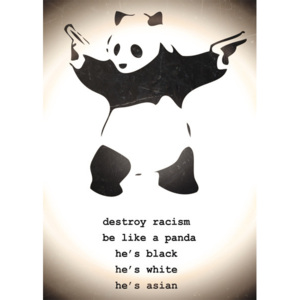Plakat, Obraz Banksy street art Destroy Racism - Panda, (39,5 x 55 cm)