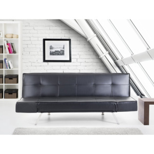 Rozkładana sofa czarna ruchome podłokietniki BRISTOL