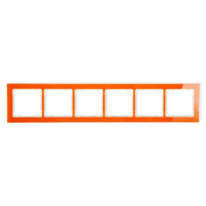 Ramka uniwersalna sześciokrotna - efekt szkła (ramka: pomarańczowa, spód: beżowy) KARLIK DECO -