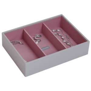 Pudełko na biżuterię 3 komorowe classic Stackers szaro-różowe