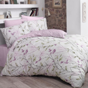 Pościel bawełniana Blosom różowe łóżko francuskie