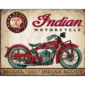 Metalowa tabliczka Indian Motorcycles - Scout Model 109, (40 x 31,5 cm)