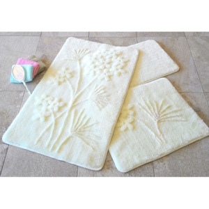 Zestaw 3 białych dywaników łazienkowych Confetti Bathmats Flowers