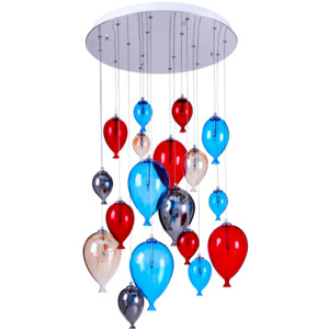 Osiemnastopunktowa lampa dziecięca wisząca balony - Balloon multikolor 160cm/60cm 18xG4 20W