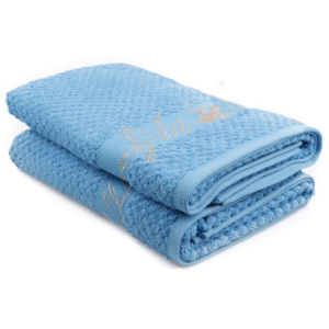 Zestaw 2 niebieskich ręczników Beverly Hills Polo Club Padau, 70x140 cm