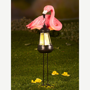 Lampa solarna z flamingiem