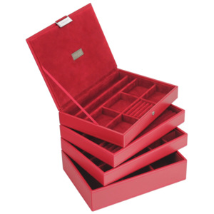 Pudełko na biżuterię 4 el. classic Stackers czerwone