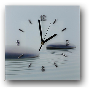 Nowoczesny zegar szklany kamienie 25x25 cm