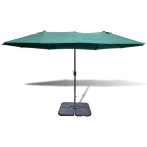 Zielony parasol ogrodowy z przenośną podstawą 2,7 x 4,6 m