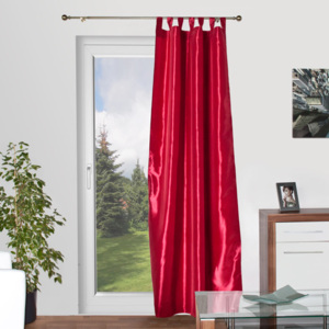 Zasłona na szelkach z tafty Nediva, 140x160 cm, czerwona