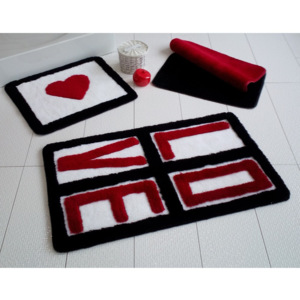 Zestaw 3 dywaników łazienkowych Alessia Love Red