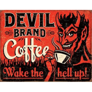 Metalowa tabliczka Devil Brand Coffee, (40 x 31,5 cm)