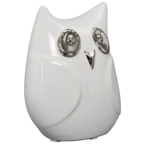 Biała ceramiczna figurka dekoracyjna Mauro Ferretti Gufo Funny Owl, wysokość 13 cm