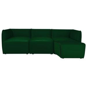 Zielona modułowa sofa 3-osobowa z podnóżkiem Norrsken Ebbe
