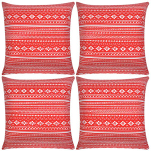 Poszewki na poduszki, 4 sztuki, z czerwonym wzorem, 50x50 cm