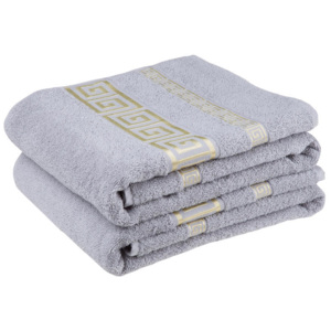 Bawełniane ręczniki frotte Ateny, szare komplet 2 sztuki