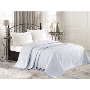 Jasnoniebieska lekka narzuta bawełniana na łóżko Tarra, 220x240 cm