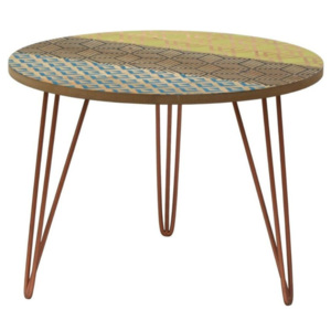 Drewniany stolik kawowy portofino z okrągłym blatem w stylu vintage