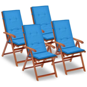 Poduszki na krzesła ogrodowe, 4 szt., niebieskie, 120x50x3 cm