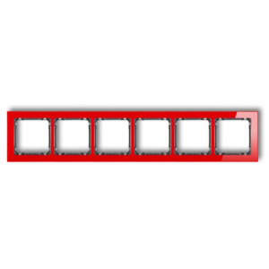Ramka uniwersalna sześciokrotna - efekt szkła (ramka: czerwona, spód: grafitowy) KARLIK DECO -