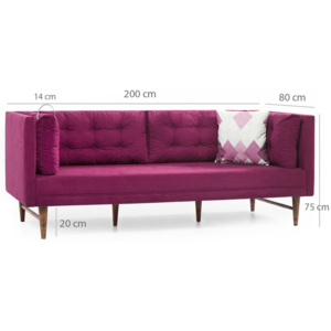 Różowa sofa 3-osobowa Balcab Home Eva