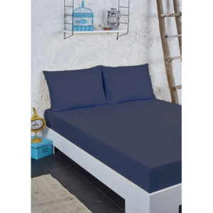 Niebieski komplet prześcieradła jednoosobowego i poszewki na poduszkę, 100x200 cm