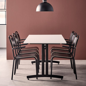 Zestaw mebli do stołówki SANNA + FRISCO, stół + 6 krzeseł, czarny
