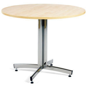 Stół do stołówki SANNA, Ø 900x720 mm, laminat, brzoza, chrom