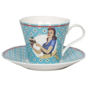Filiżanka ceramiczna ze spodkiem Antic Line Vintage Bleu