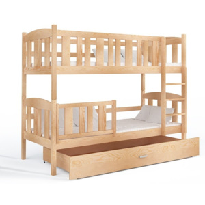 Łóżko piętrowe dziecięce z materacami Buka z pojemnikiem 180x80 sosna
