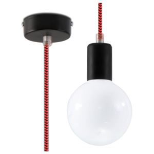 Lampa wisząca 8x8xmax.100cm Sollux Lighting Edison czarno-czerwona