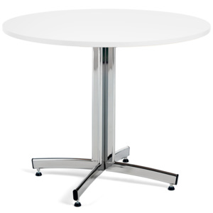 Stół do stołówki SANNA, Ø 1100x720 mm, laminat, biały, chrom