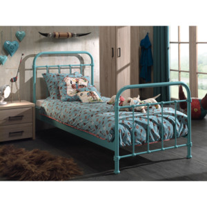 Metalowe łóżko dziecięce New York 90 cm turkusowe