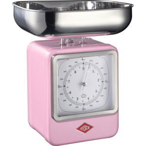 Waga kuchenna z zegarem Retro różowa