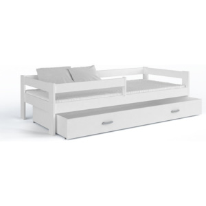 Małe łóżko dziecięce z materacem Kuzco 2 z pojemnikiem 160x80 białe