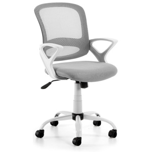 LaForma :: Fotel biurowy LAMBERT biały, szare siedzisko - szary