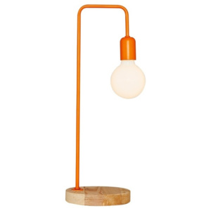 Pomarańczowa lampa stołowa z drewnianymi elementami Valetta