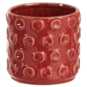 Czerwona doniczka ceramiczna J-Line Spheres, wys. 13 cm